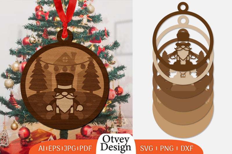 Christmas Gnome Ornament Lasercut SVG Bundle 4 - CraftNest - Digital Crafting and Art
