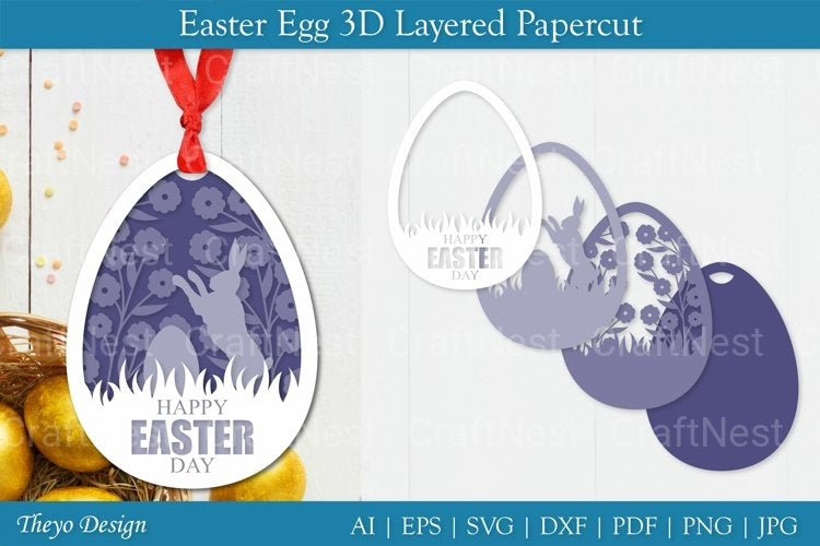 Easter Egg Layered Papercut SVG Bundle