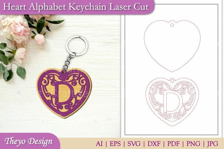 Alphabet Heart Keychain SVG Bundle