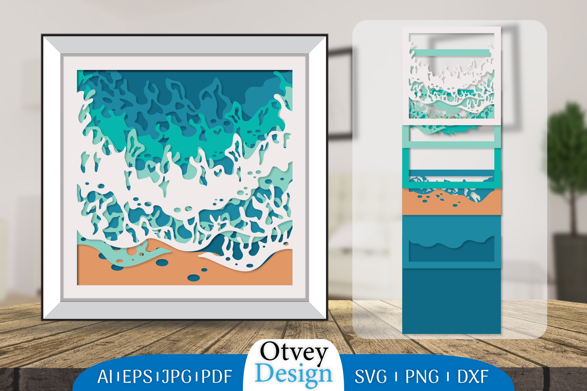Sea Wave 3D Shadowbox Layered SVG Bundle 4 - CraftNest - Digital Crafting and Art