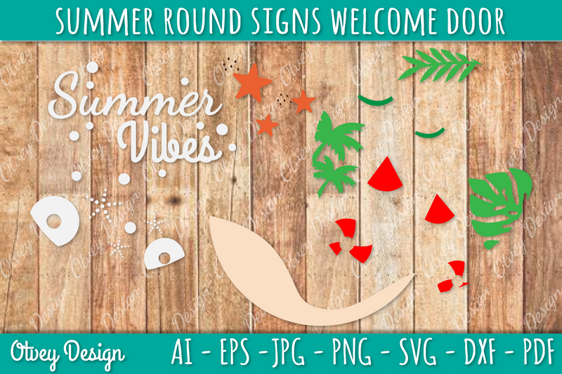 Summer Welcome Door Hangers SVG Bundle 6 - CraftNest - Digital Crafting and Art