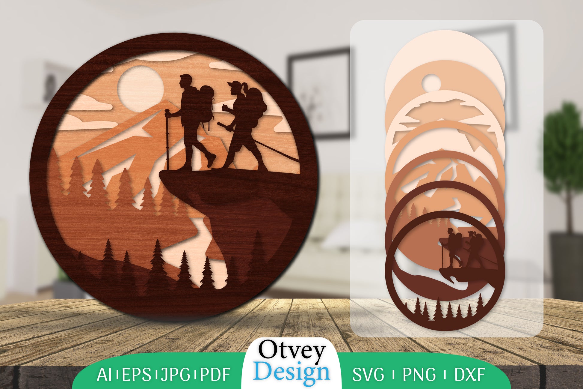 Hiking Couple Layered Lasercut SVG Bundle 4 - CraftNest - Digital Crafting and Art