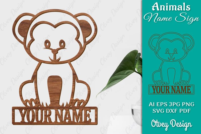 Animal Name Sign SVG Laser Cut Template Door Wall Hanger SVG Bundle 10 - CraftNest - Digital Crafting and Art