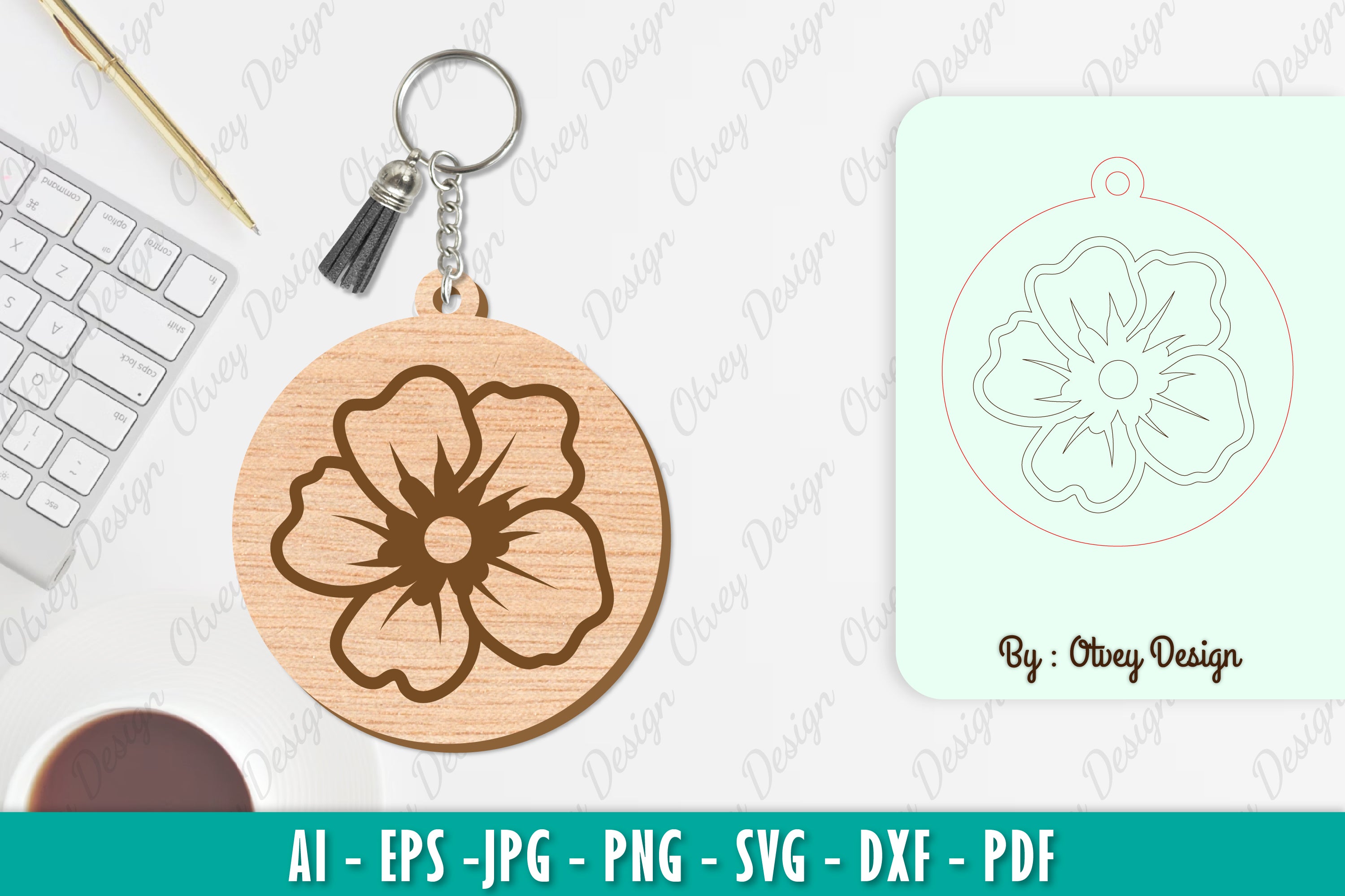 Flower Keychain SVG Bundle 31 - CraftNest - Digital Crafting and Art