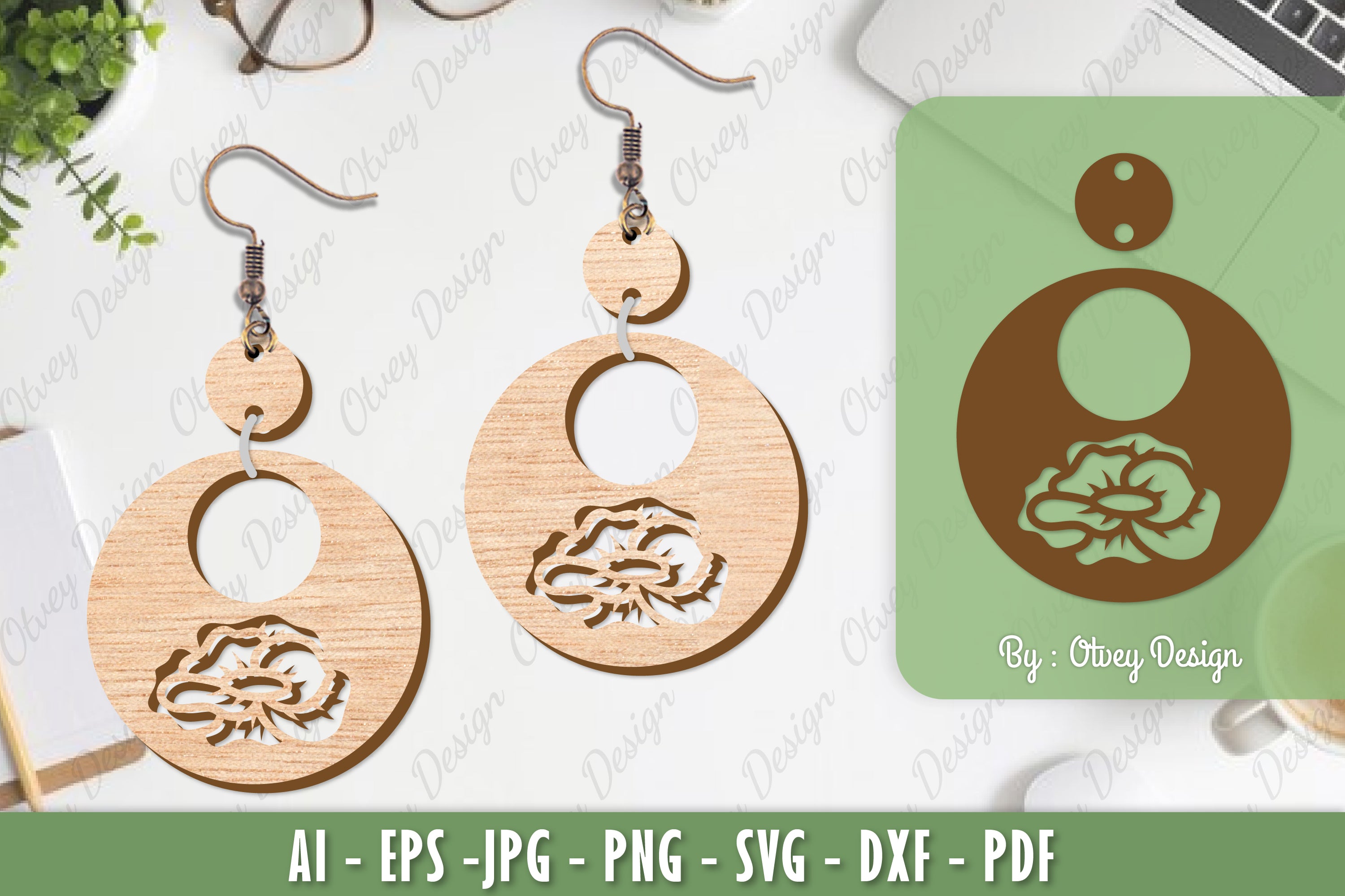 Flower Earrings Laser Cut SVG Bundle 35 - CraftNest - Digital Crafting and Art