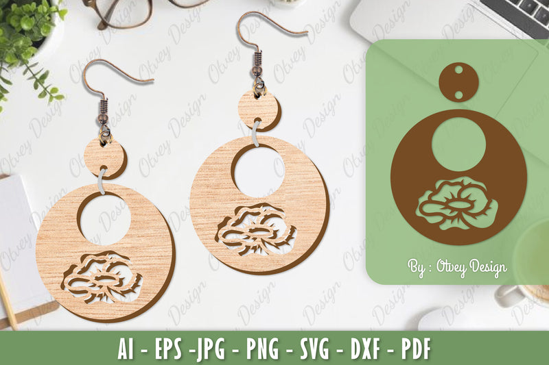 Flower Earrings Laser Cut SVG Bundle 35 - CraftNest - Digital Crafting and Art