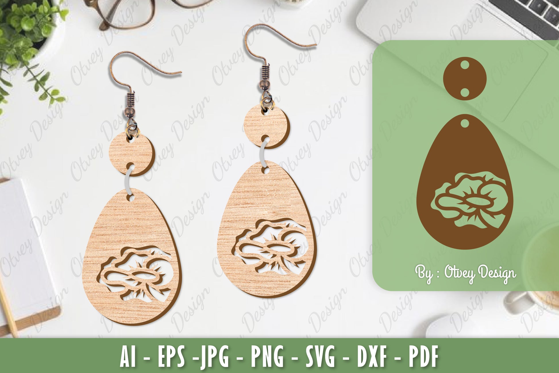 Flower Earrings Laser Cut SVG Bundle 55 - CraftNest - Digital Crafting and Art