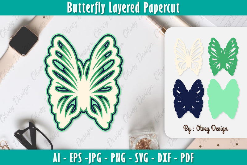 Butterfly Layered Papercut SVG Bundle 11 - CraftNest - Digital Crafting and Art