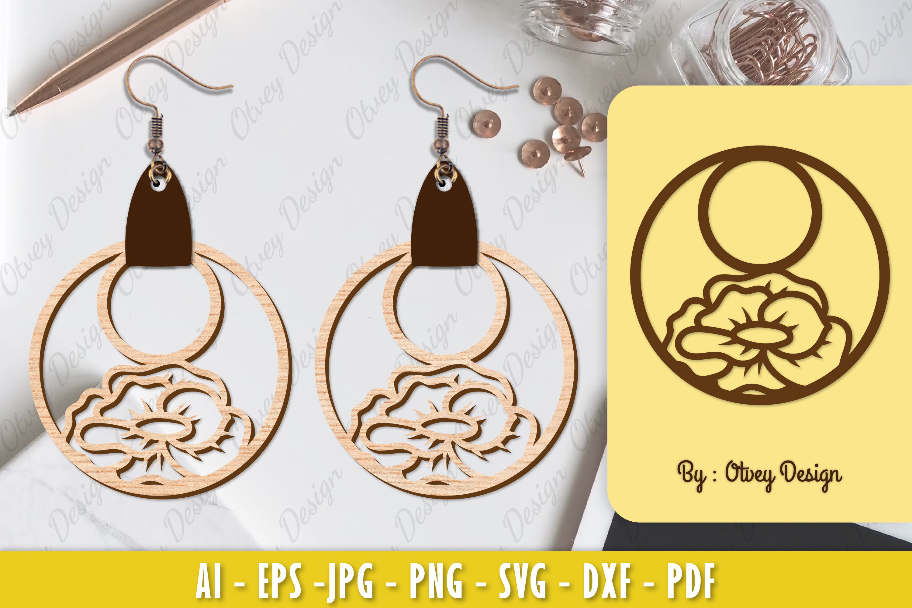 Flower Earring Laser Cut SVG Bundle 45 - CraftNest - Digital Crafting and Art