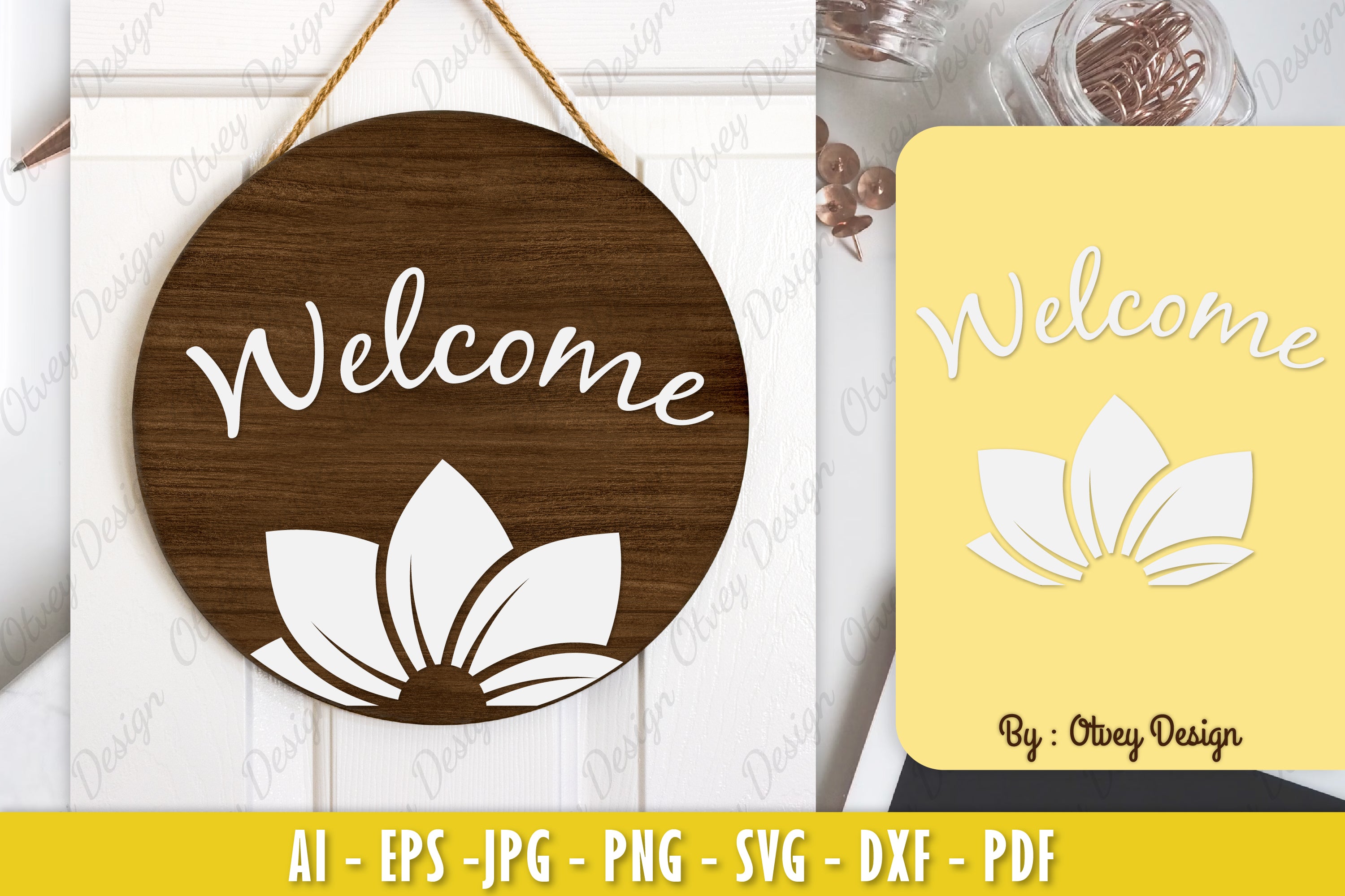 Champa Flower Welcome Sign SVG Bundle 3 - CraftNest - Digital Crafting and Art