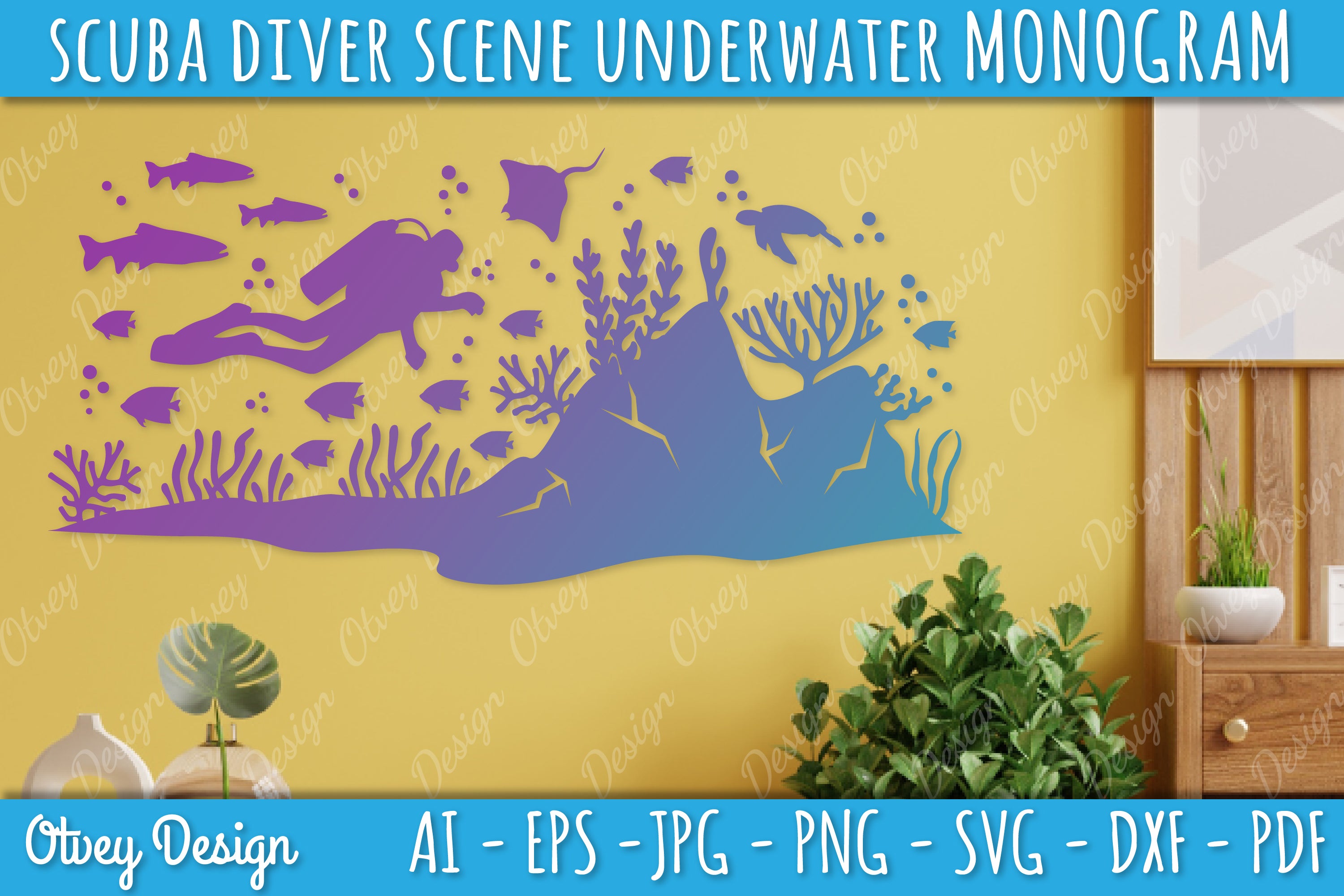 Scuba Diver Monogram SVG Bundle 3 - CraftNest - Digital Crafting and Art