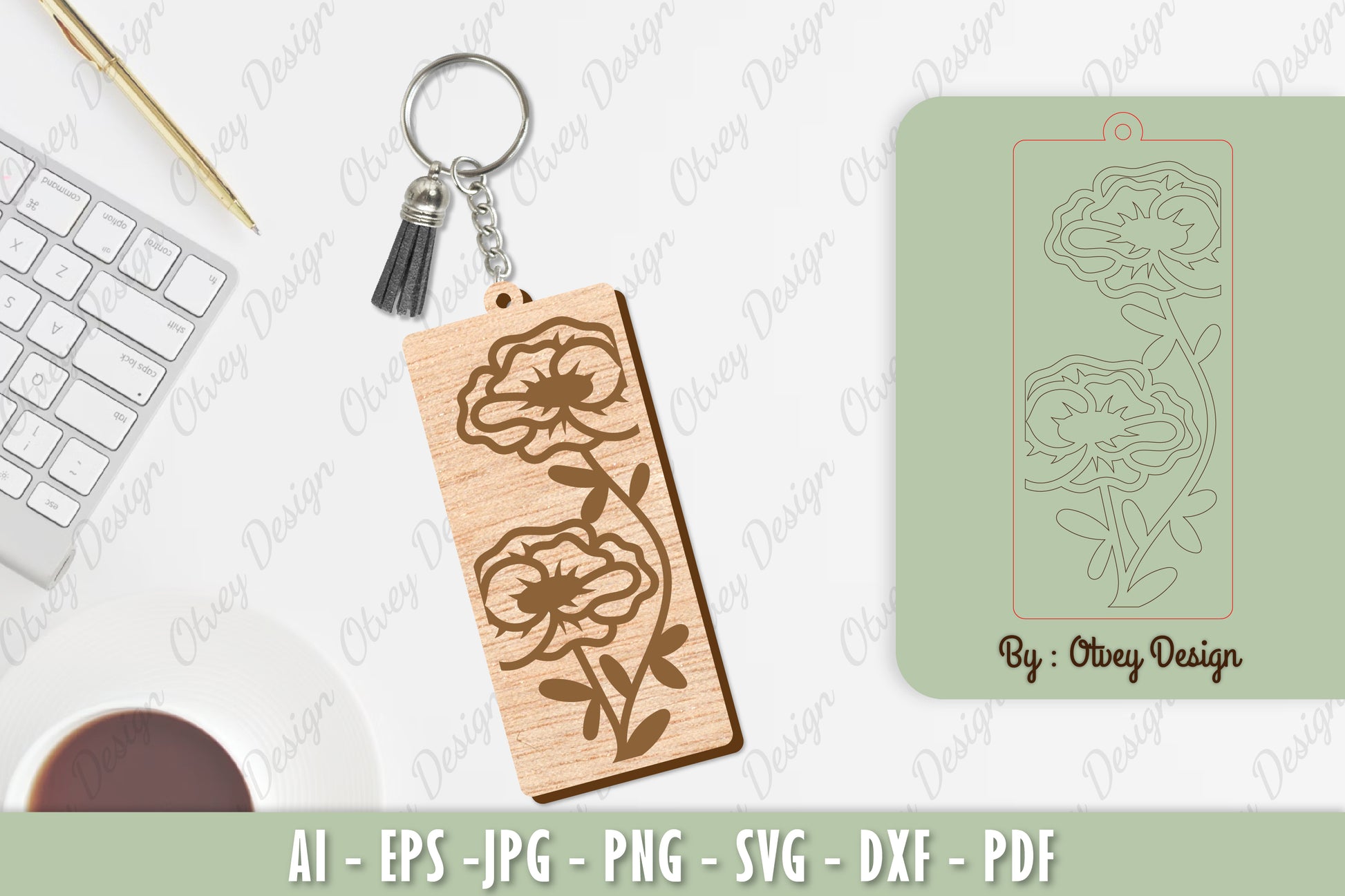 Flower Keychain Laser Cut SVG Bundle 25 - CraftNest - Digital Crafting and Art