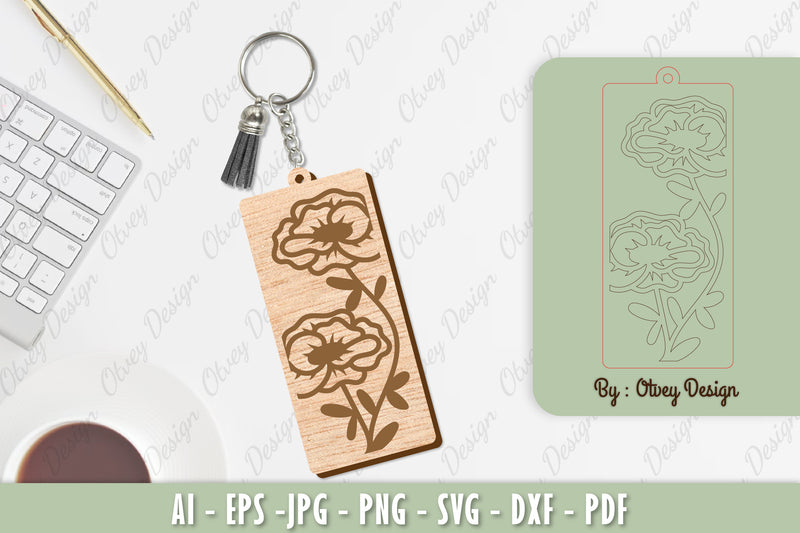 Flower Keychain Laser Cut SVG Bundle 25 - CraftNest - Digital Crafting and Art