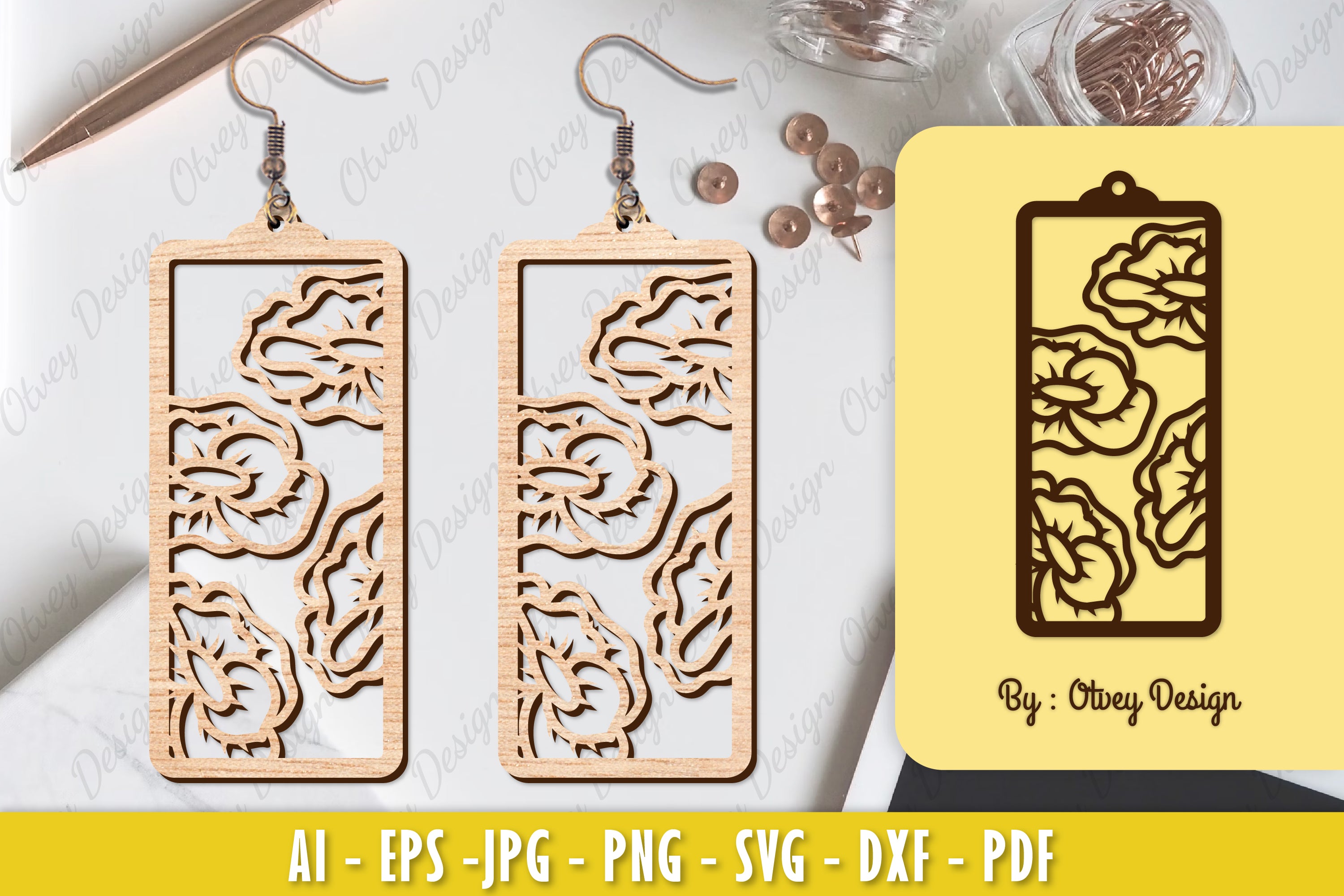 Flower Earring Laser Cut SVG Bundle 115 - CraftNest - Digital Crafting and Art