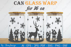 Christmas Deer Can Glass 16 OZ SVG Bundle 2 - CraftNest - Digital Crafting and Art