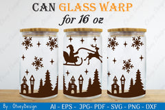 Christmas Santa Sleigh Can Glass SVG Bundle 1 - CraftNest - Digital Crafting and Art