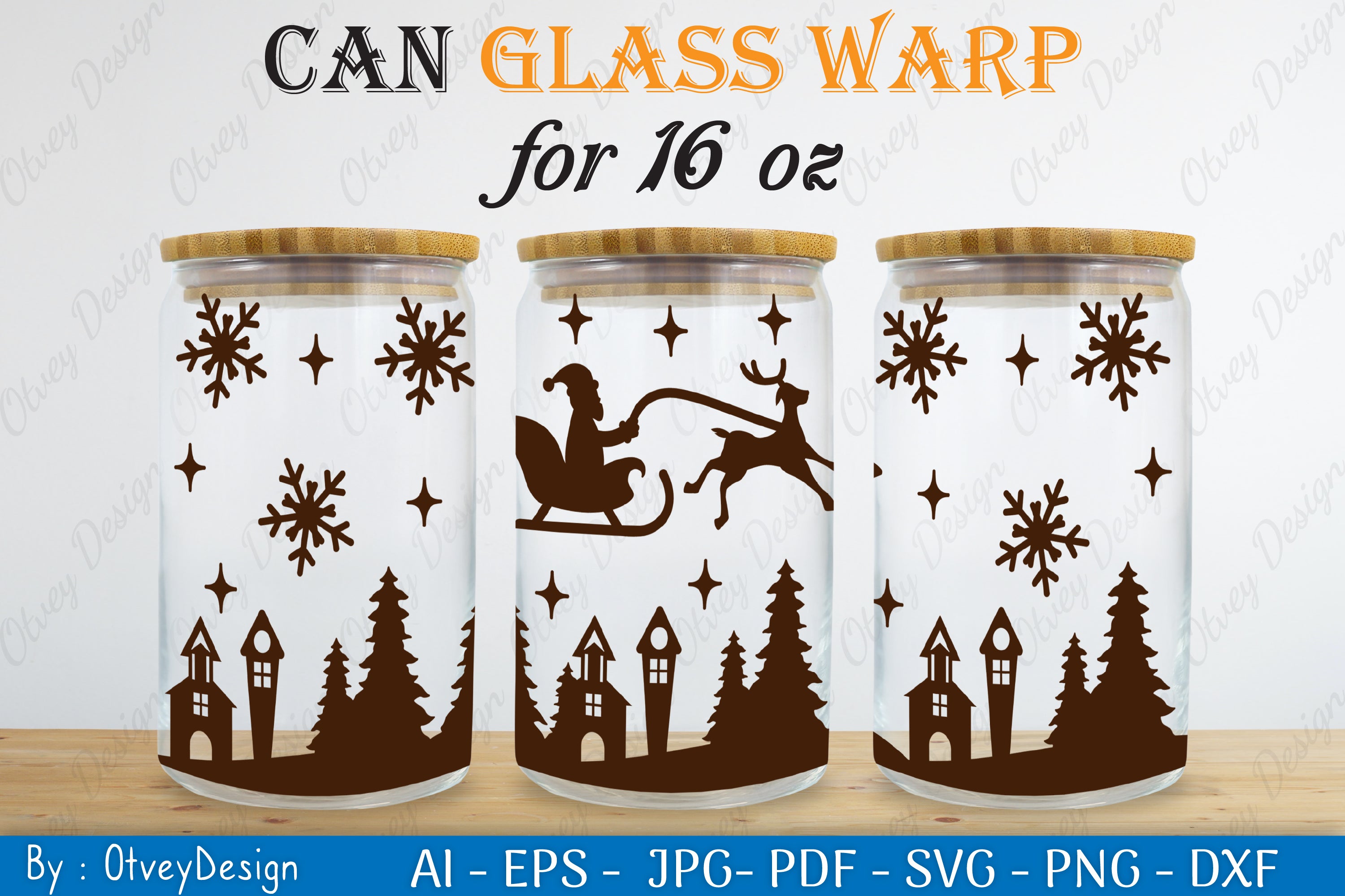 Christmas Santa Sleigh Can Glass SVG Bundle 1 - CraftNest - Digital Crafting and Art