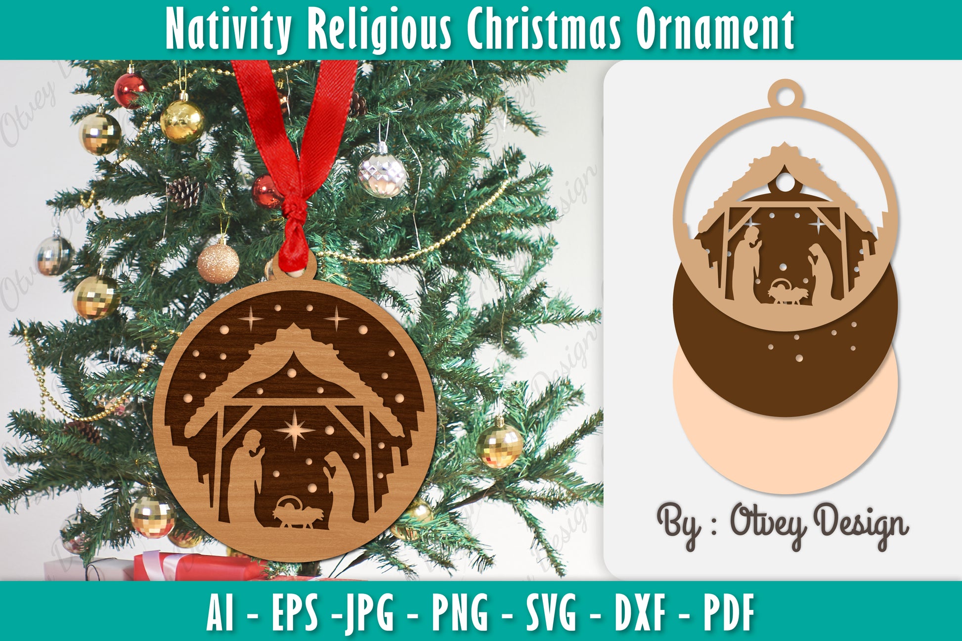 Nativity Religious Christmas Ornament SVG Bundle 7 - CraftNest - Digital Crafting and Art