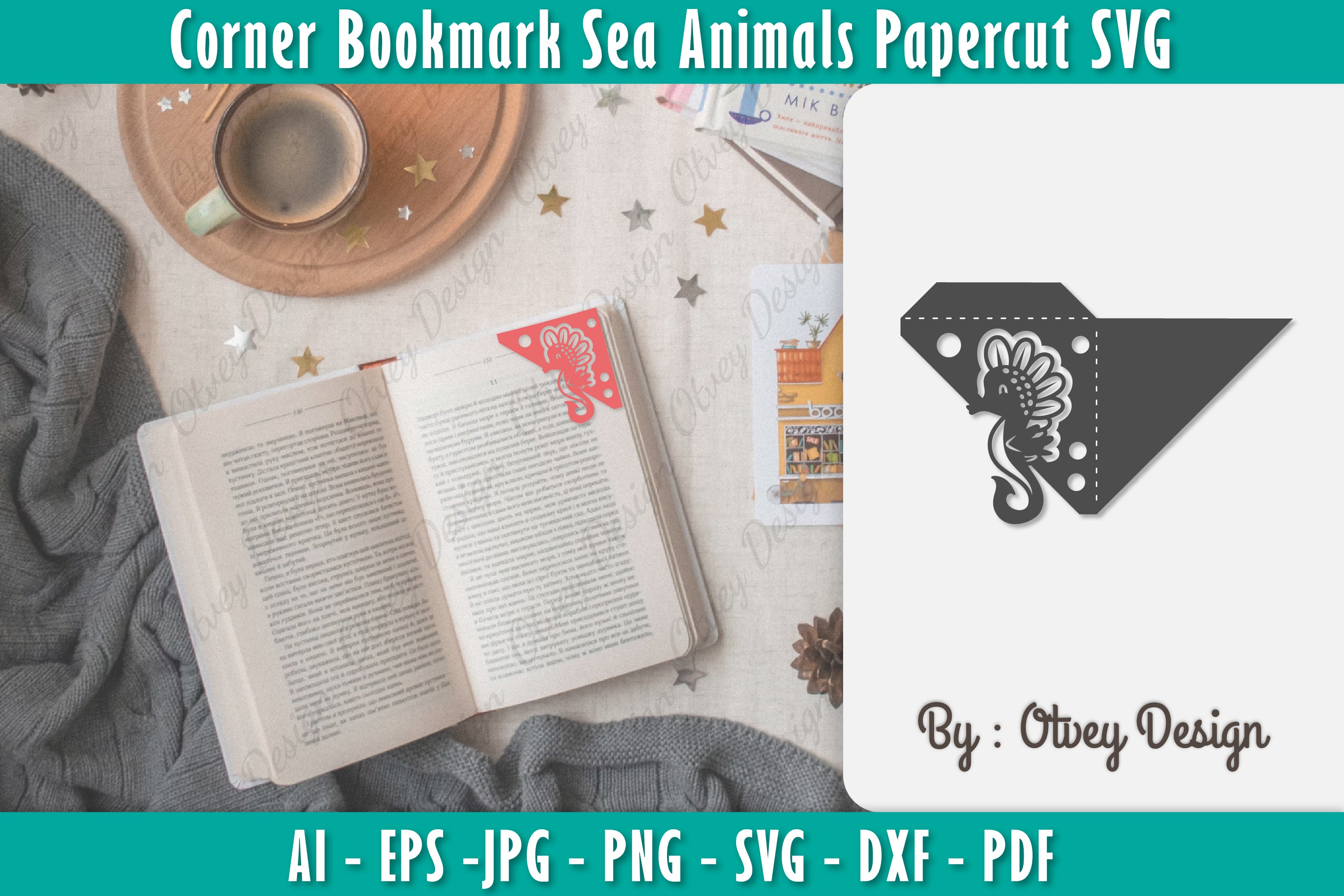Corner Bookmark Sea Animals SVG Bundle 7 - CraftNest - Digital Crafting and Art