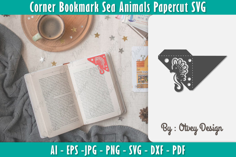 Corner Bookmark Sea Animals SVG Bundle 7 - CraftNest - Digital Crafting and Art