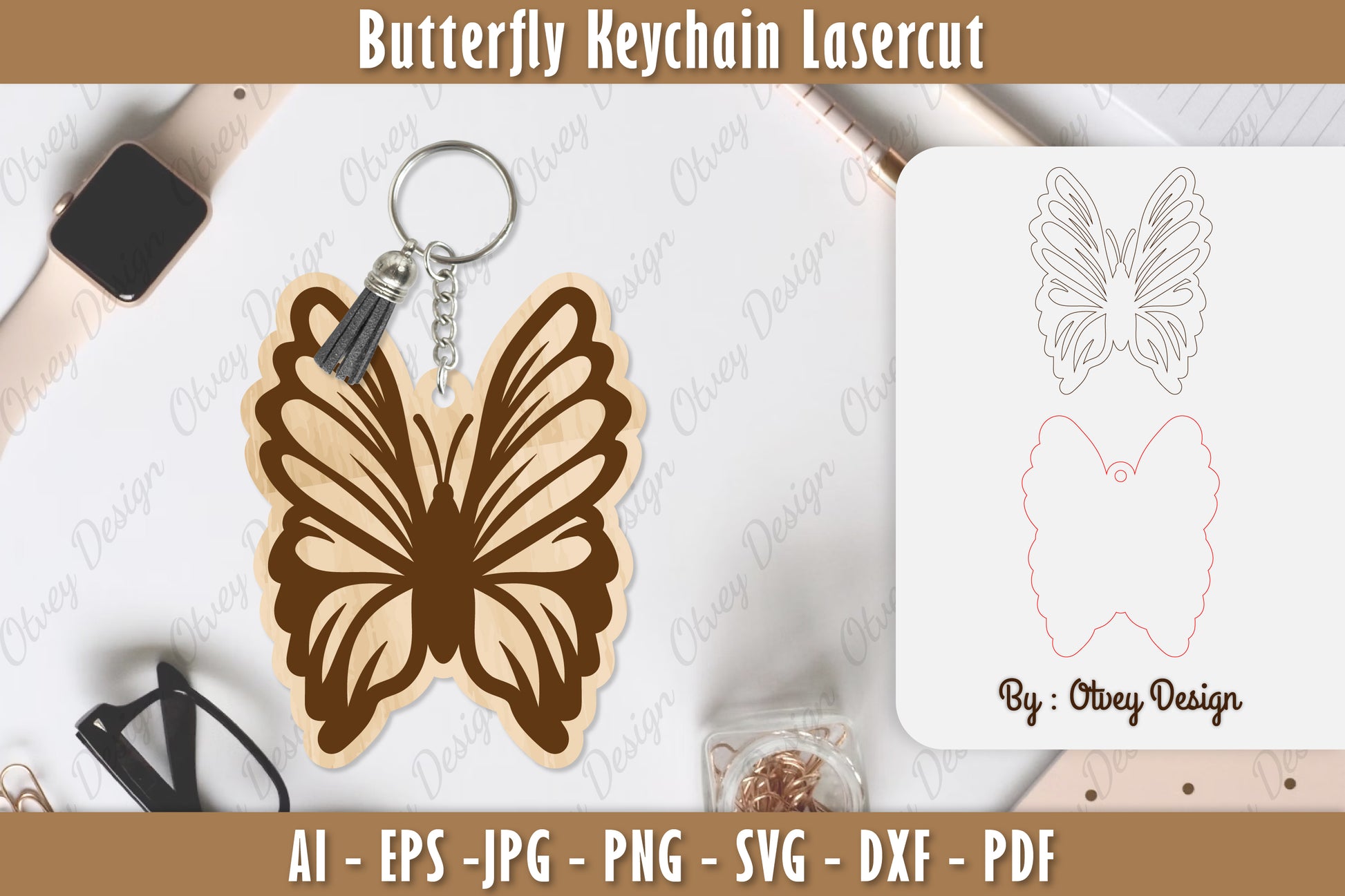 Butterfly Keychain Lasercut SVG Bundle 27 - CraftNest - Digital Crafting and Art