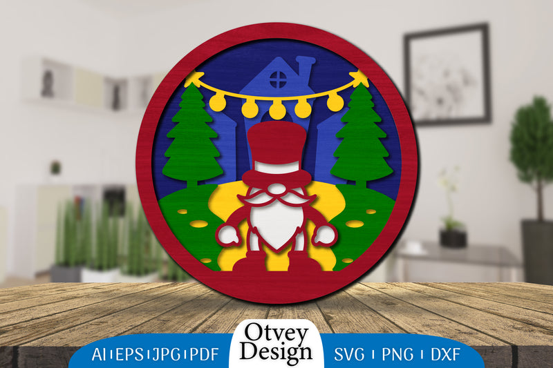Christmas Gnome 3D Layered Lasercut SVG Bundle 4 - CraftNest - Digital Crafting and Art