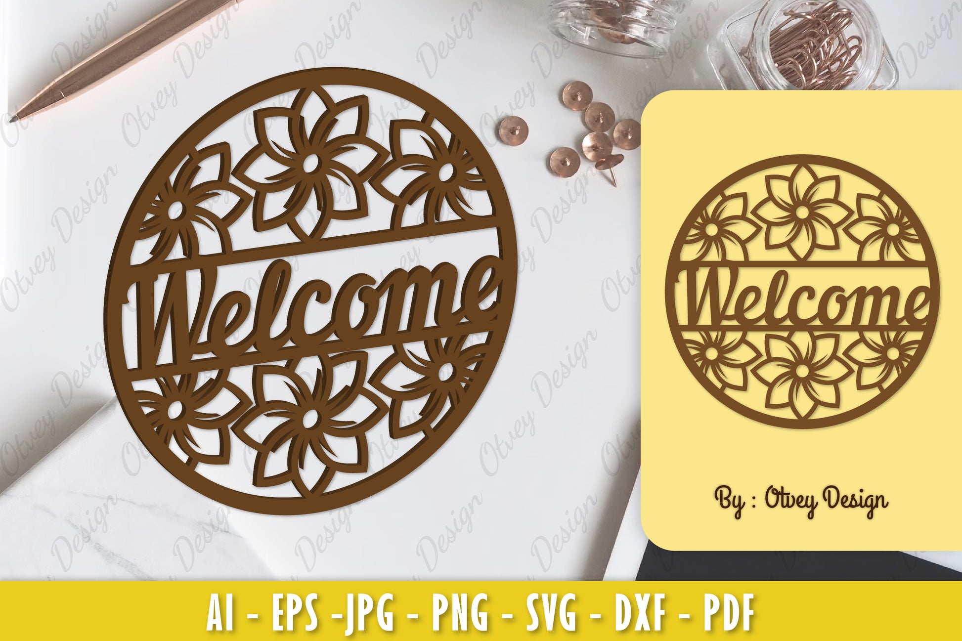 Champa Flower Welcome Sign SVG Bundle 1 - CraftNest - Digital Crafting and Art