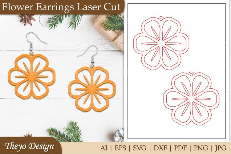 Earrings Lasercut Flower SVG Bundle