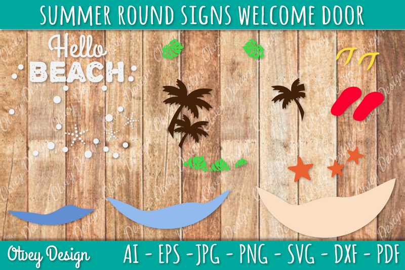 Summer Welcome Door Hangers SVG Bundle 3 - CraftNest - Digital Crafting and Art