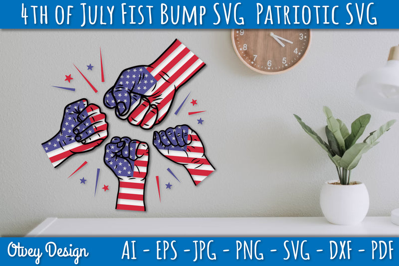 4th of July Patriotic Fist Bump SVG Bundle 8 - CraftNest - Digital Crafting and Art
