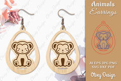 Monkey Animal Earrings Lasercut SVG Bundle - CraftNest - Digital Crafting and Art