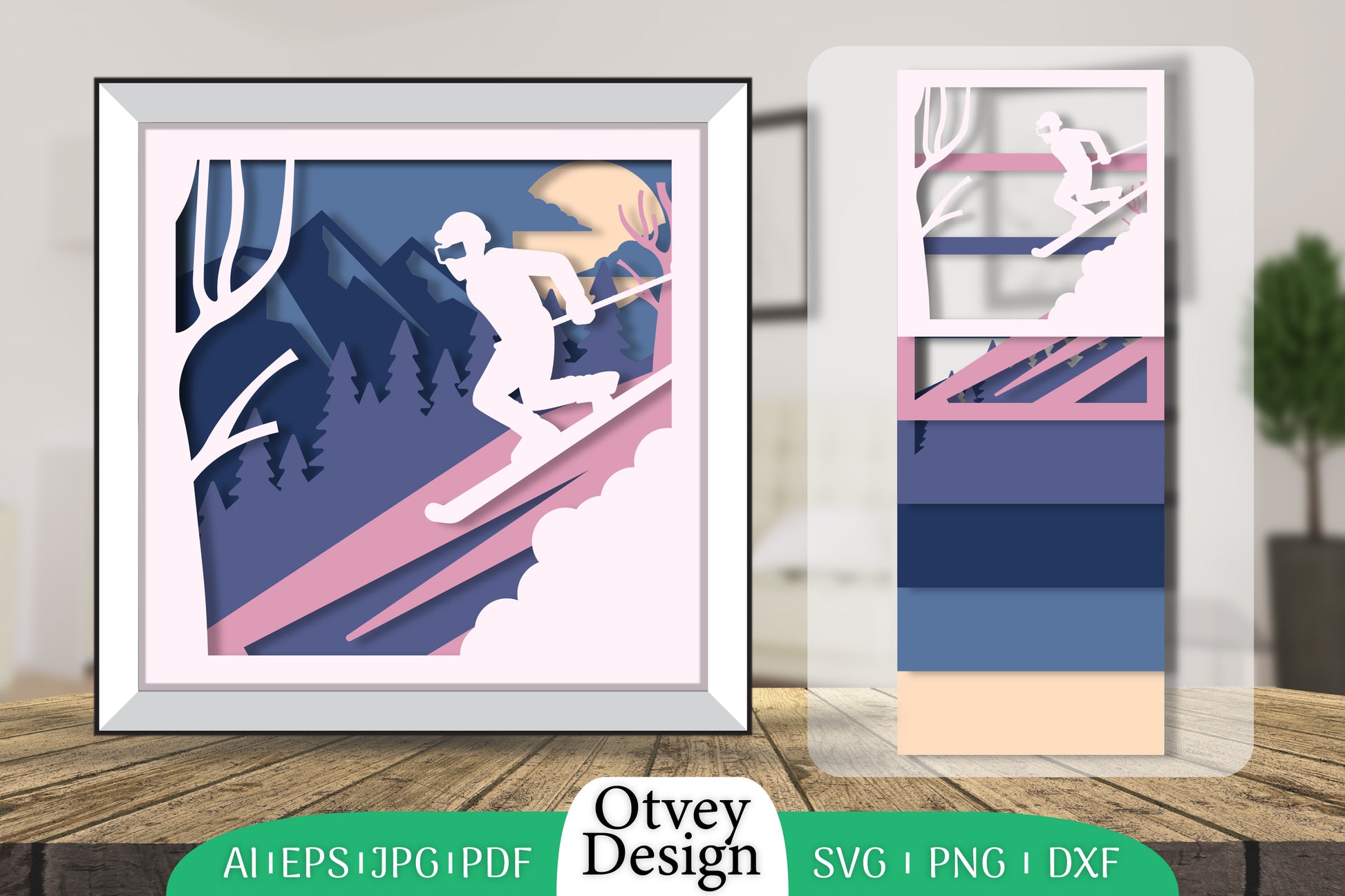 Ski 3D Shadowbox Layered SVG Bundle 4 - CraftNest - Digital Crafting and Art