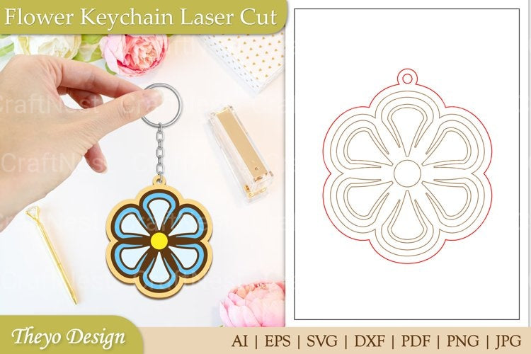 Flower Keychain SVG Bundle