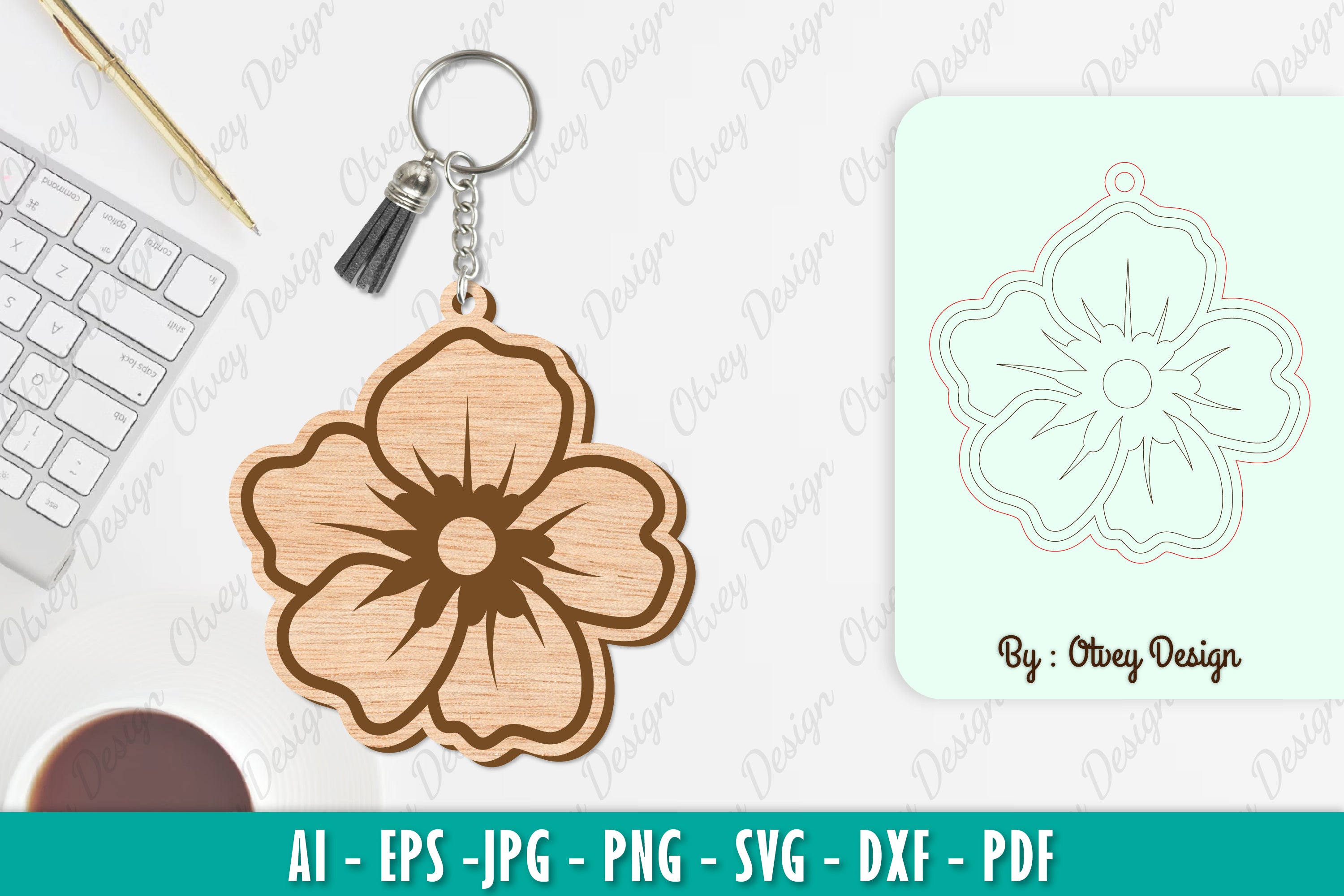Flower Keychain SVG Bundle 19 - CraftNest - Digital Crafting and Art