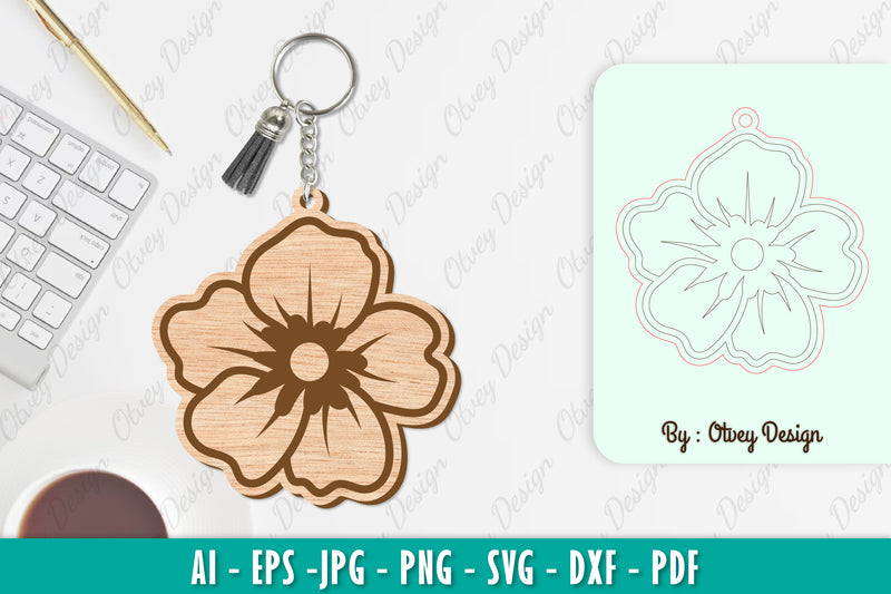 Flower Keychain SVG Bundle 19 - CraftNest - Digital Crafting and Art