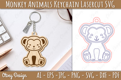 Monkey Animal Keychain Laser Cut SVG Bundle - CraftNest - Digital Crafting and Art