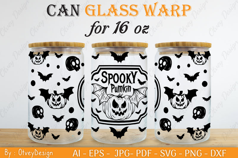 Halloween 16 oz Can Glass Wrap SVG Bundle 4 - CraftNest - Digital Crafting and Art