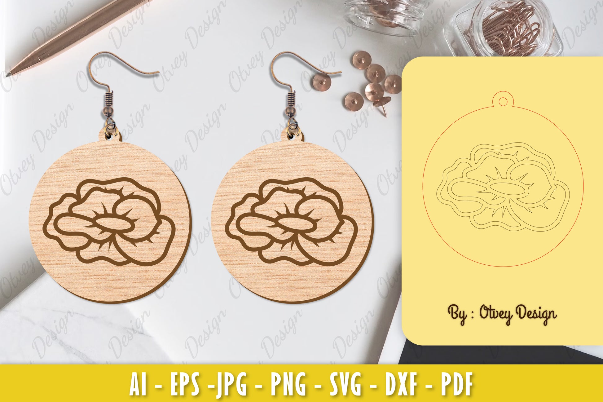 Flower Earring Laser Cut SVG Bundle 25 - CraftNest - Digital Crafting and Art