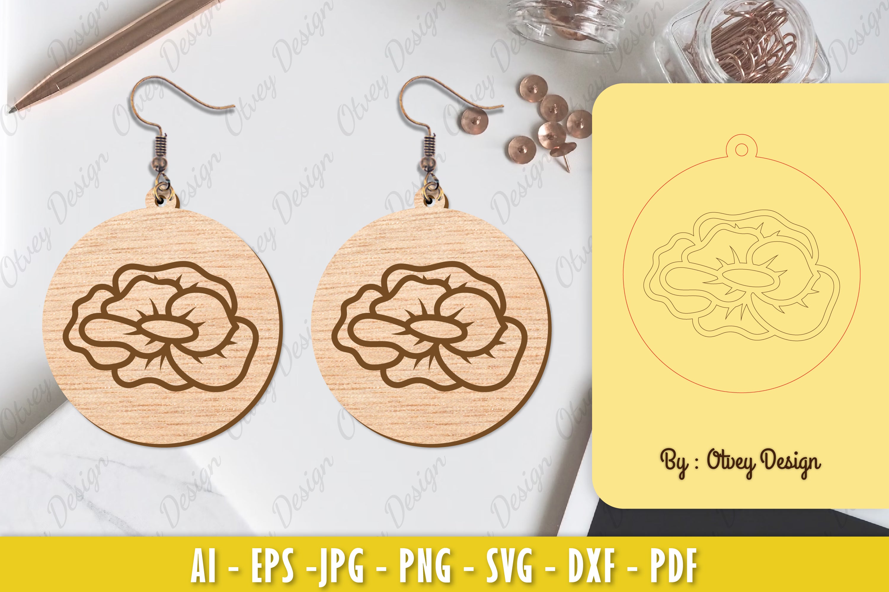 Flower Earring Laser Cut SVG Bundle 25 - CraftNest - Digital Crafting and Art