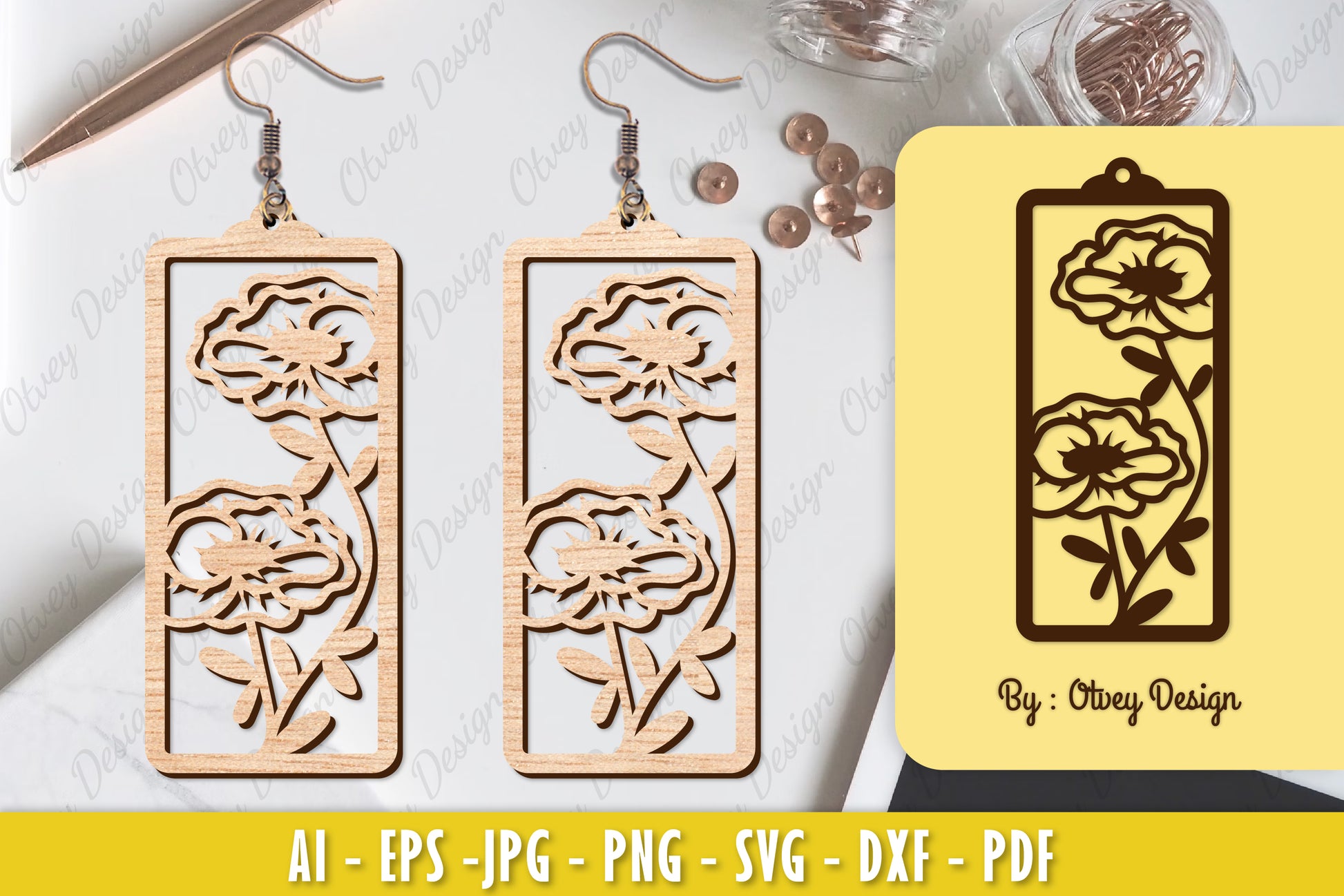 Flower Earring Laser Cut SVG Bundle 125 - CraftNest - Digital Crafting and Art