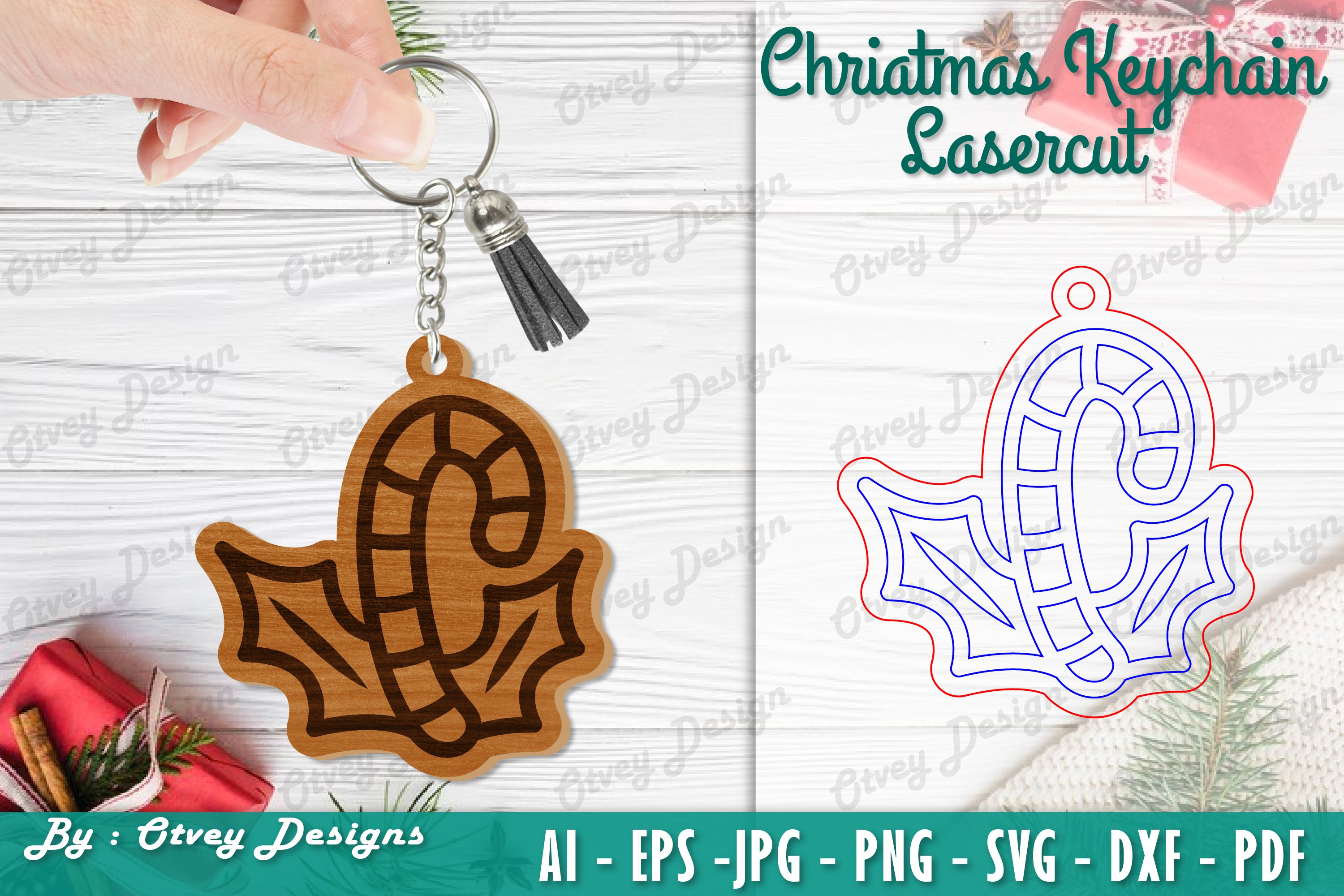 Christmas Keychain Lasercut SVG Bundle