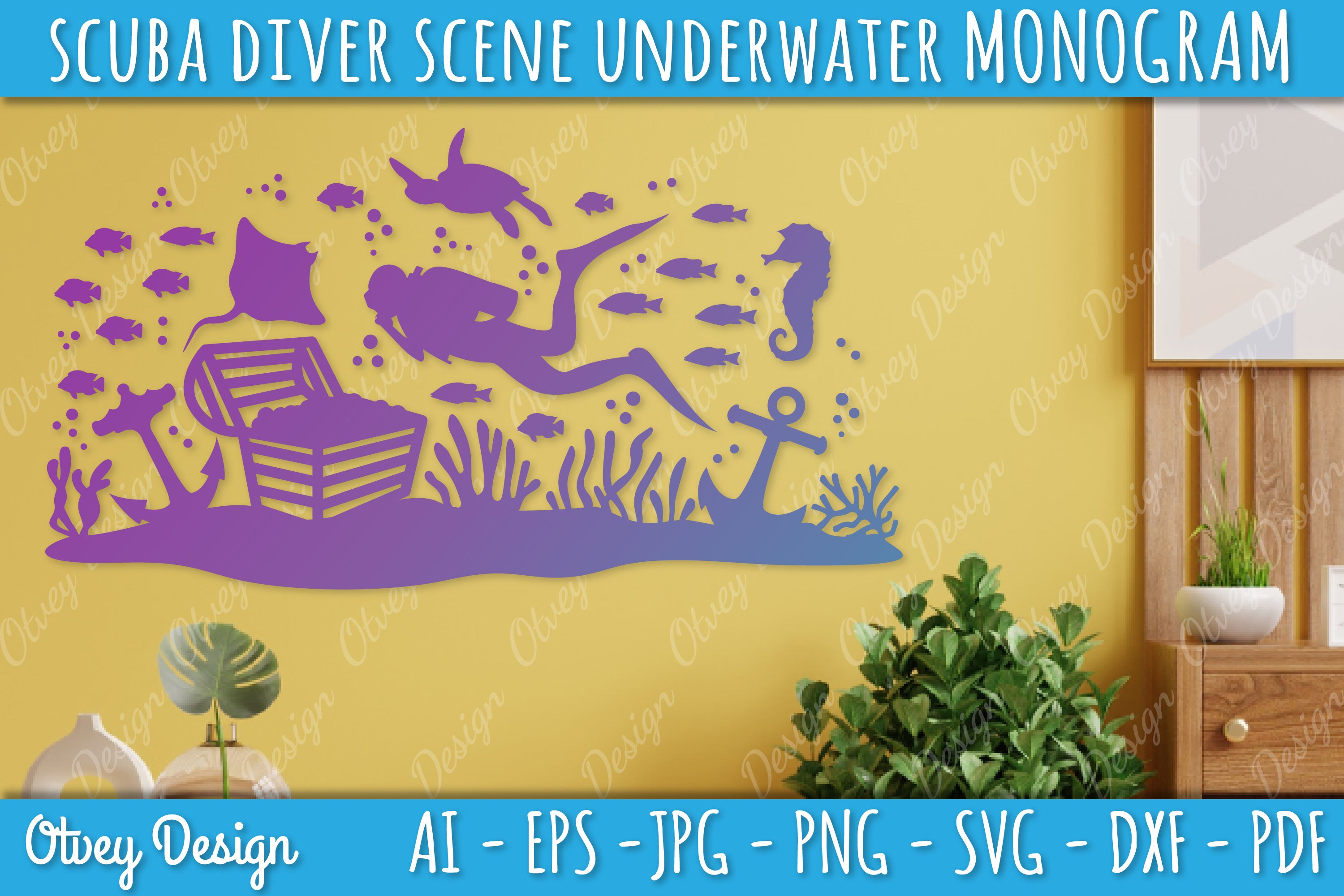 Scuba Diver Monogram SVG Bundle 7 - CraftNest - Digital Crafting and Art