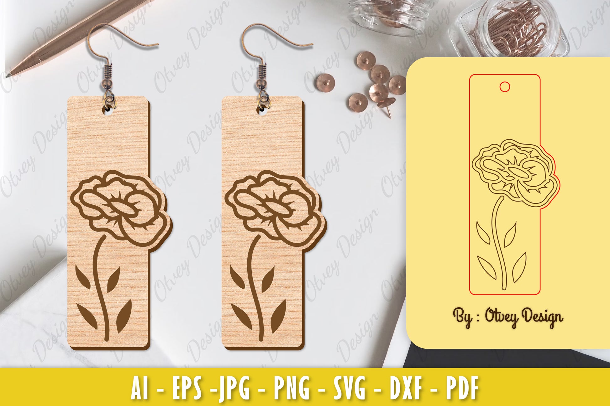Flower Earring Laser Cut SVG Bundle 145 - CraftNest - Digital Crafting and Art