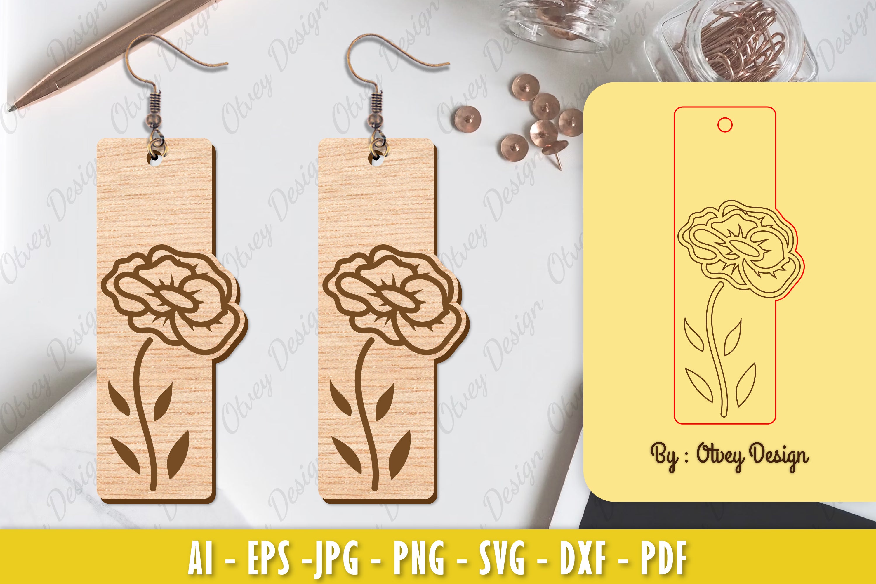 Flower Earring Laser Cut SVG Bundle 145 - CraftNest - Digital Crafting and Art