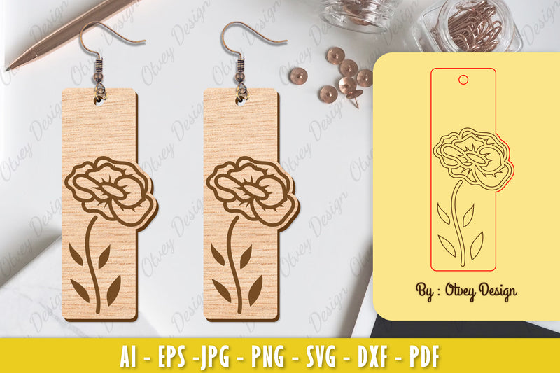 Flower Earring Laser Cut SVG Bundle 145 - CraftNest - Digital Crafting and Art