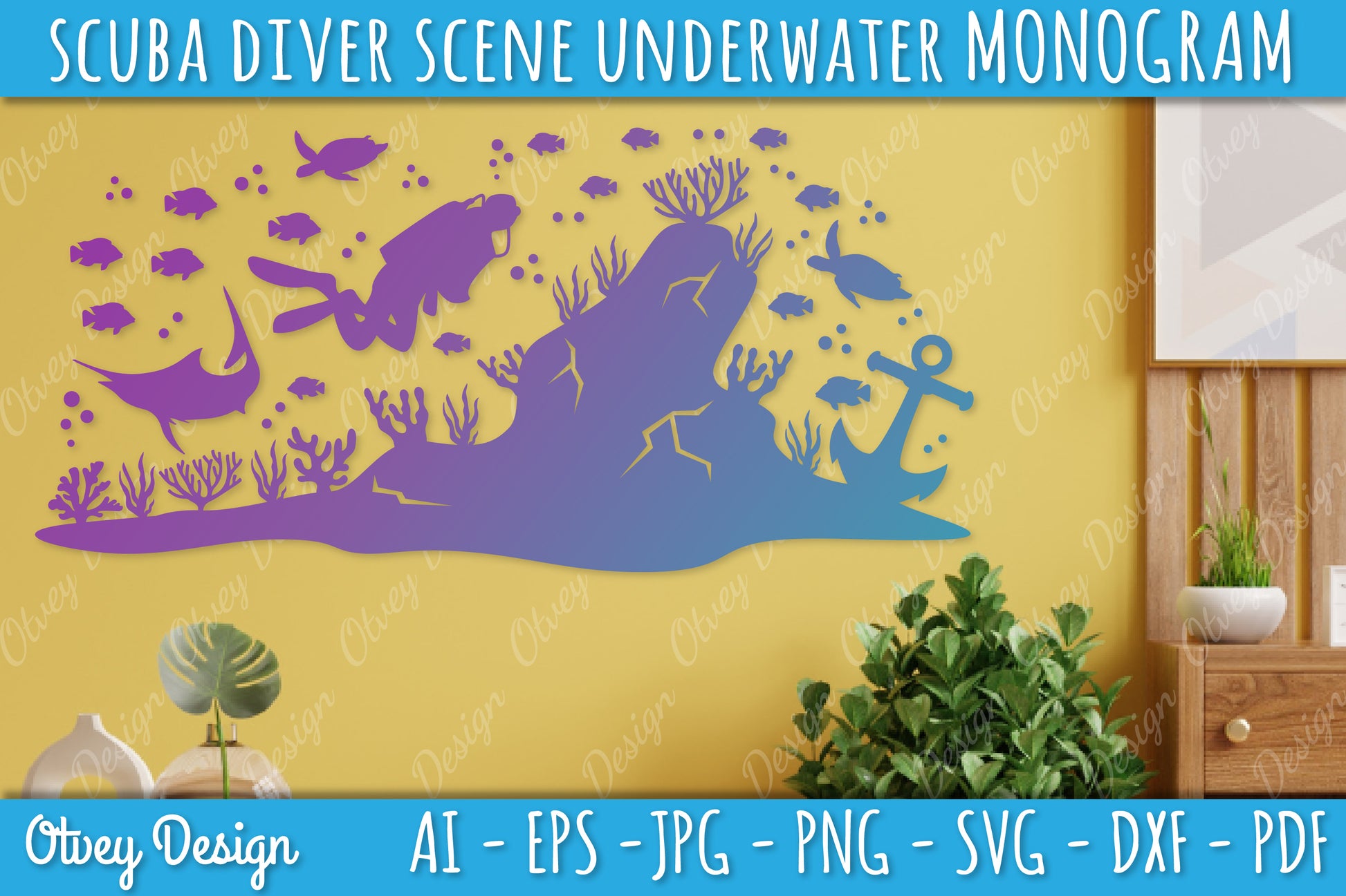 Scuba Diver Monogram SVG Bundle 6 - CraftNest - Digital Crafting and Art