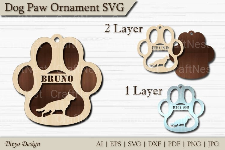 Dog Paw Ornament SVG Bundle
