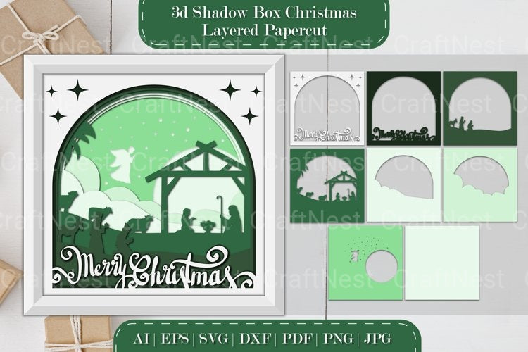 Shadow Nativity Scene Layered Papercut D SVG
