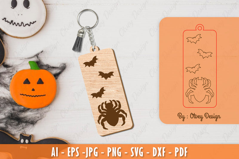 Halloween Keychain Laser Cut SVG Bundle 17 - CraftNest - Digital Crafting and Art