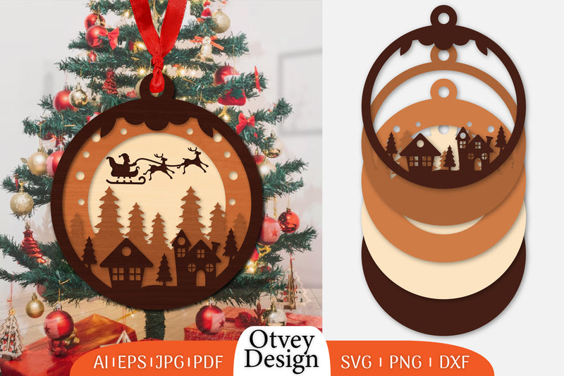 Christmas Scene Ornament Lasercut SVG Bundle 4 - CraftNest - Digital Crafting and Art